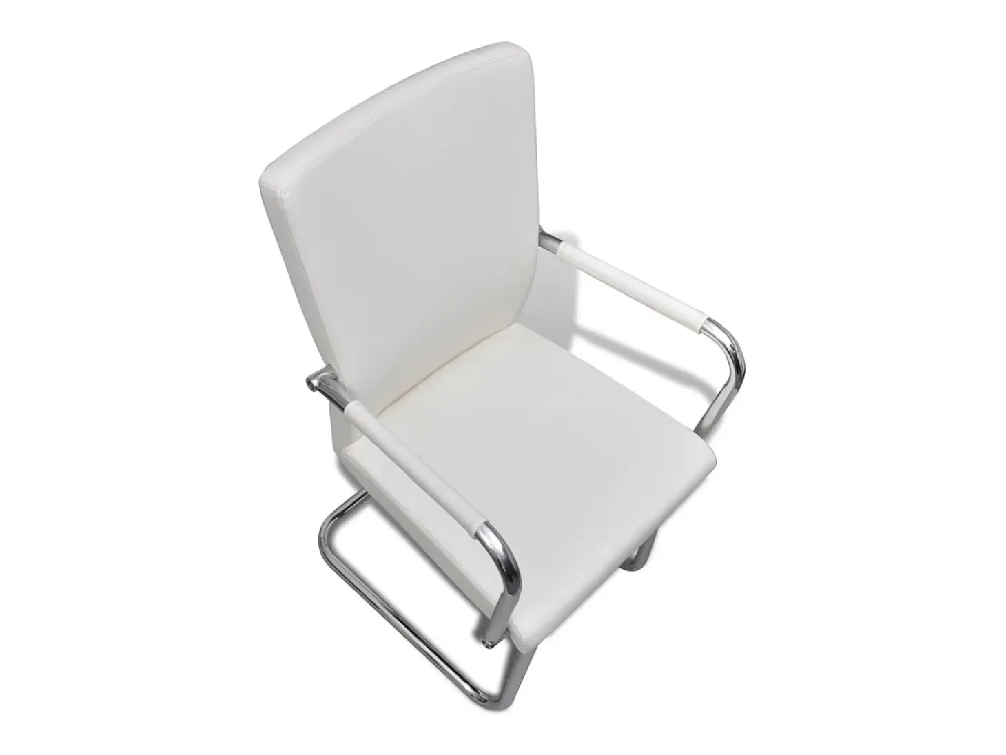 Sillas de comedor voladizas 4 unidades de tela blanca