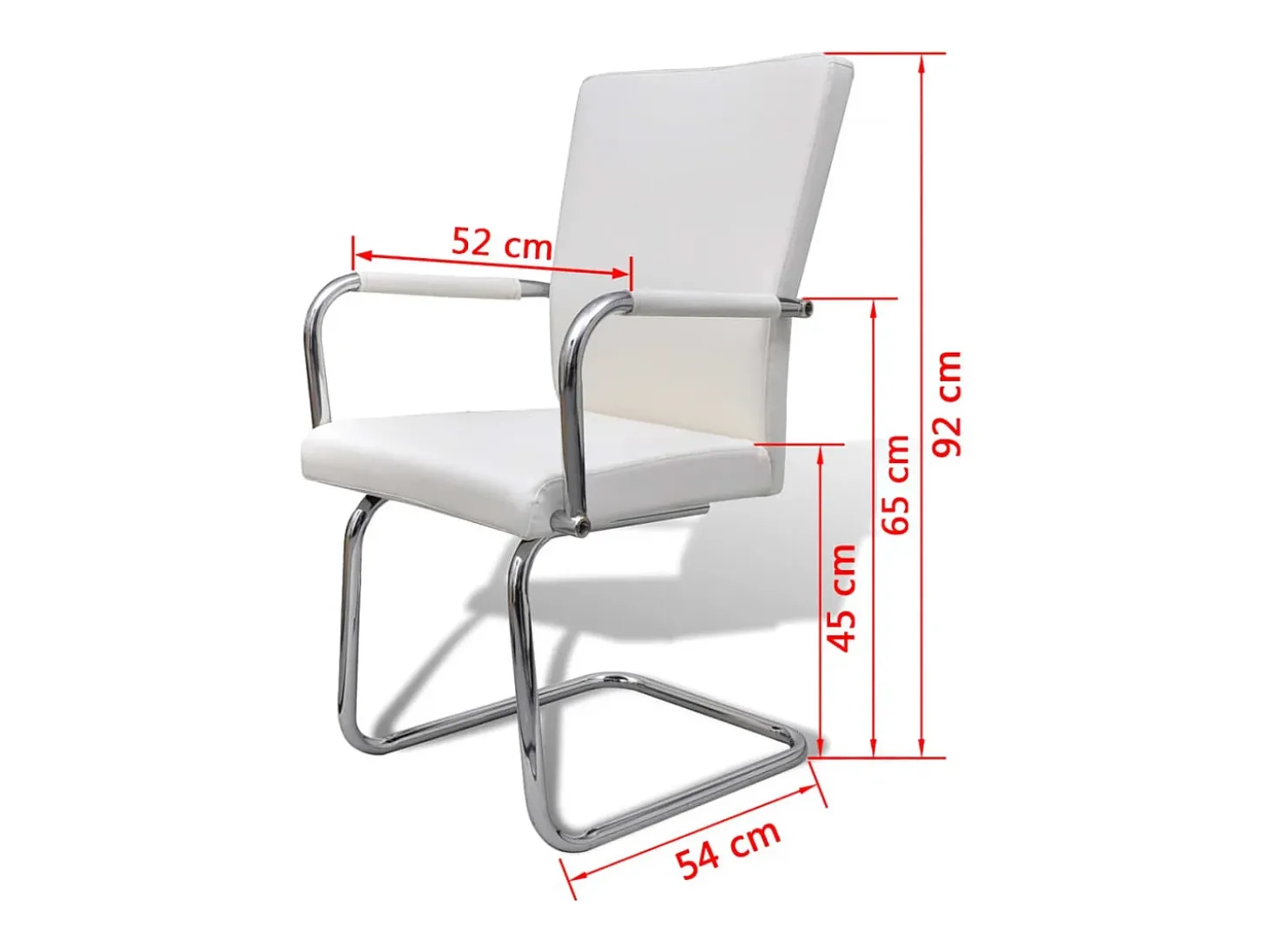 Sillas de comedor voladizas 4 unidades de tela blanca