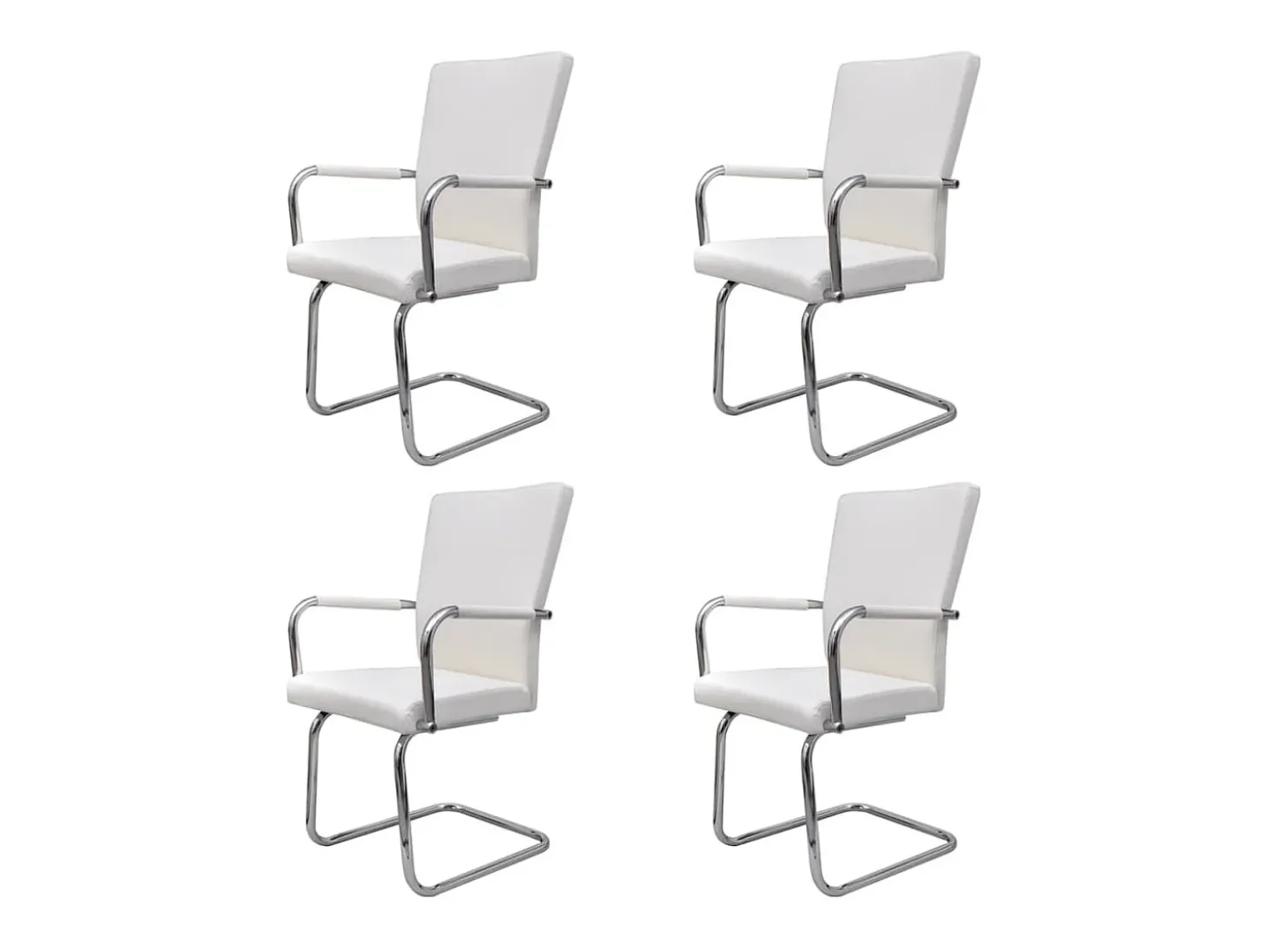 Sillas de comedor voladizas 4 unidades de tela blanca