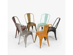 sillas de diseño industrial de metal shabby chic vintage estilo steel old - Blanco Shabby