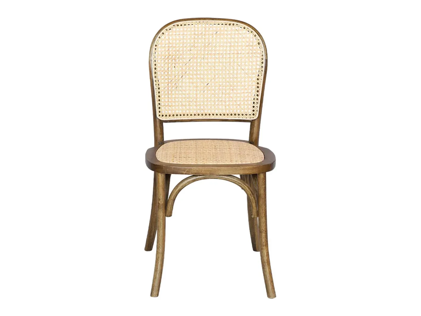 Sillas de madera y ratán vintage, set de 4 marrón viejo