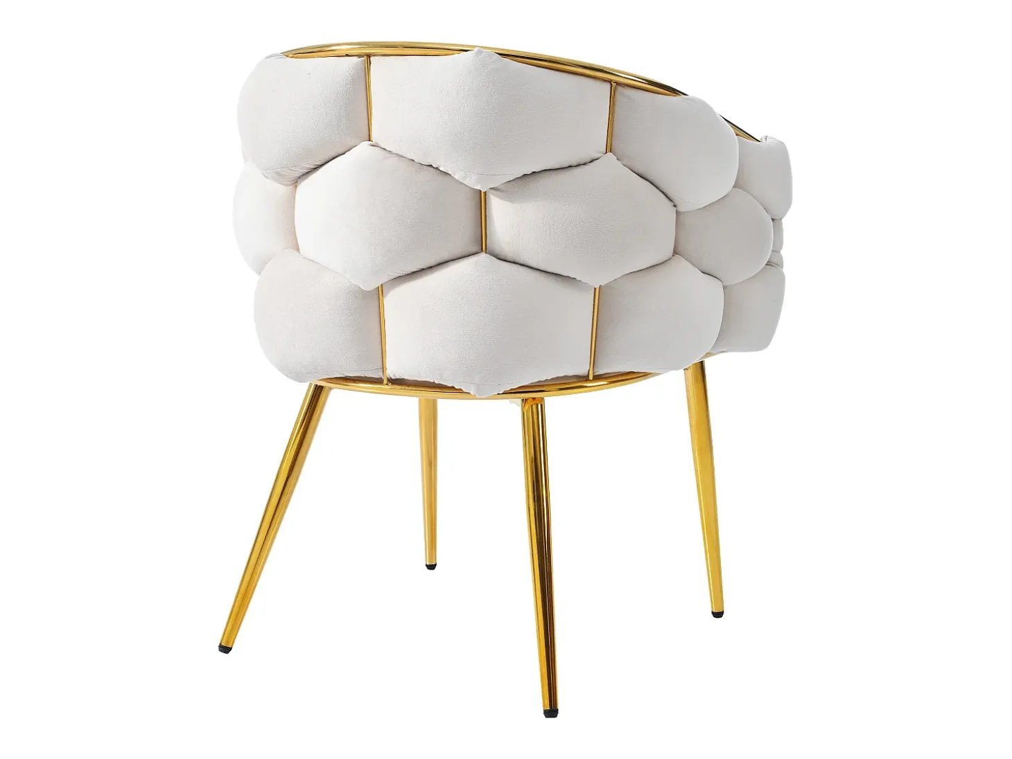 Sillas de terciopelo de lujo (6 piezas), sillas de comedor modernas, patas de metal dorado, beige (44 x 41 x 74 cm)