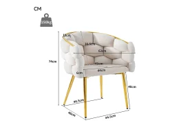 Sillas de terciopelo de lujo (6 piezas), sillas de comedor modernas, patas de metal dorado, beige (44 x 41 x 74 cm)