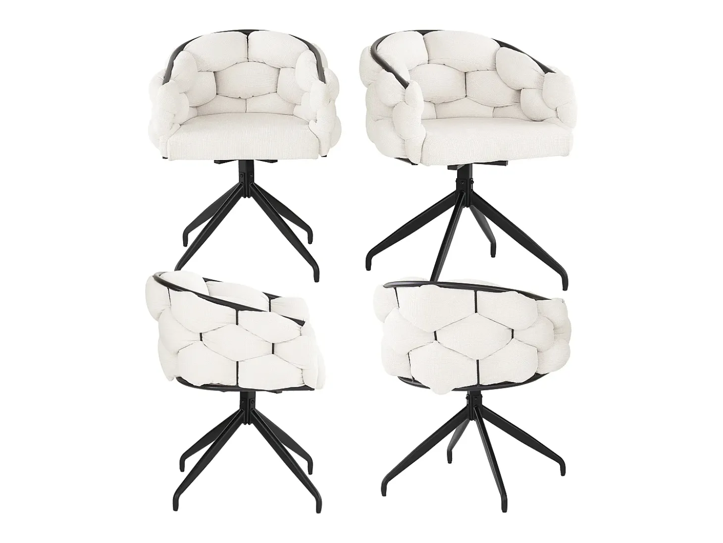 Sillas de terciopelo de lujo (4 piezas), giratorias 360°, diseño moderno, metal dorado, beige (45 x 44 x 77,5 cm)