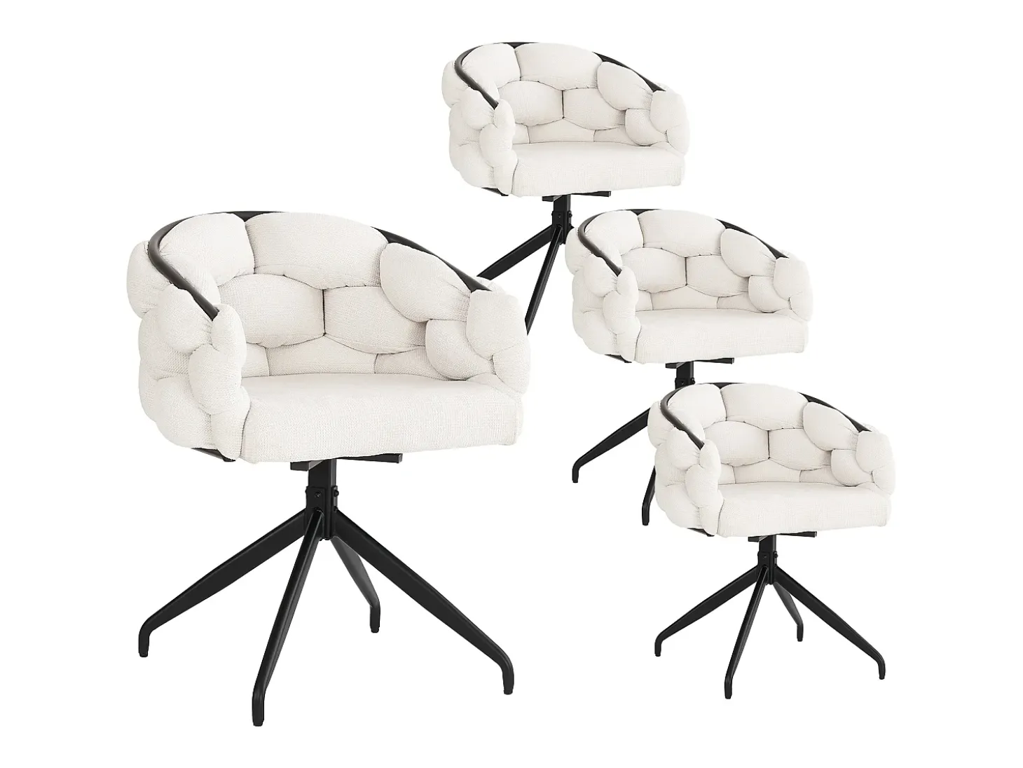 Sillas de terciopelo de lujo (4 piezas), giratorias 360°, diseño moderno, metal dorado, beige (45 x 44 x 77,5 cm)