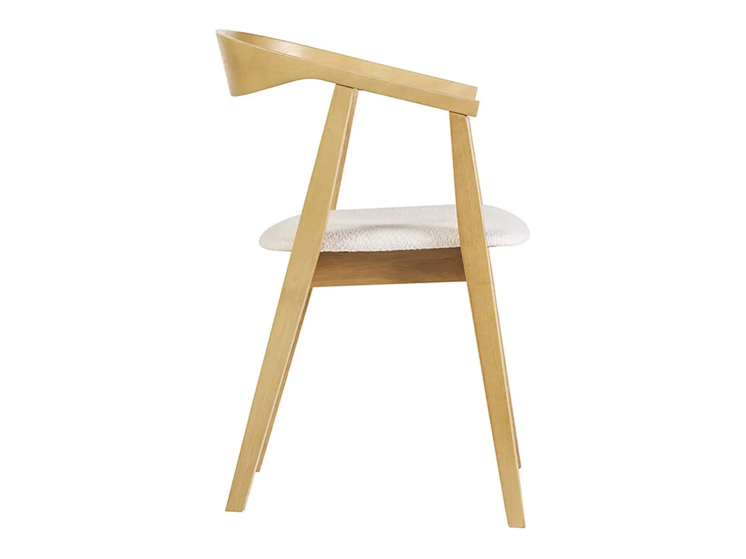 Sillas escandinavas de madera clara y tela de efecto lana rizada blanca (juego de 2) BAHIA