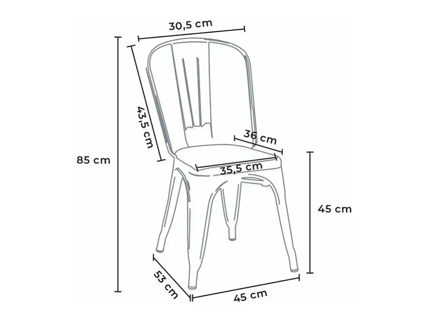 sillas industriales metal acero para cocinas y bares steel one - Blanco