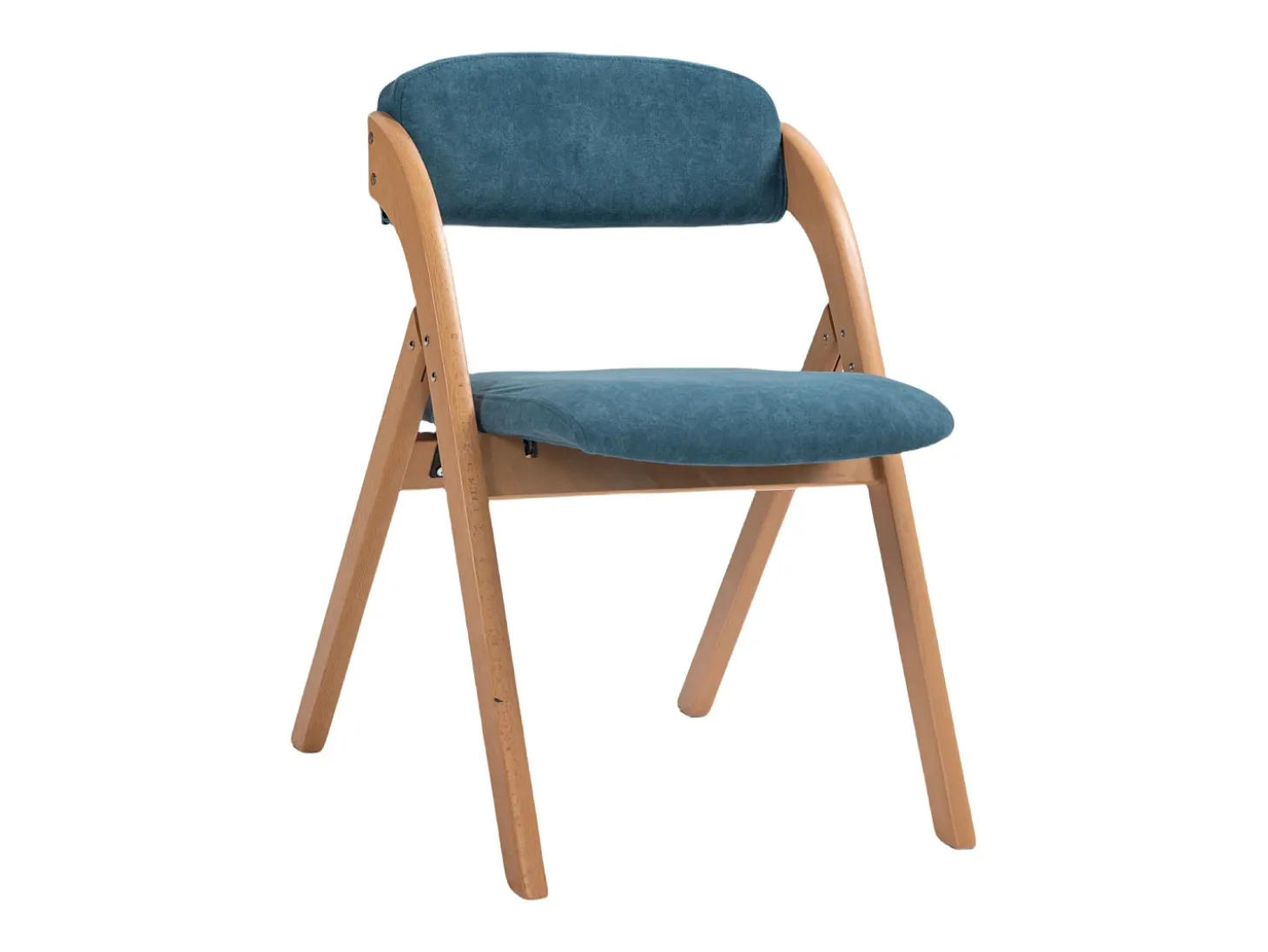 Sillas plegables con asiento acolchado, juego de 2, sillas de comedor apilables de madera, funda extraíble, color azul