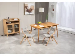 Sillas plegables con cojín, sillas plegables de madera, gris (61x48x77 cm)