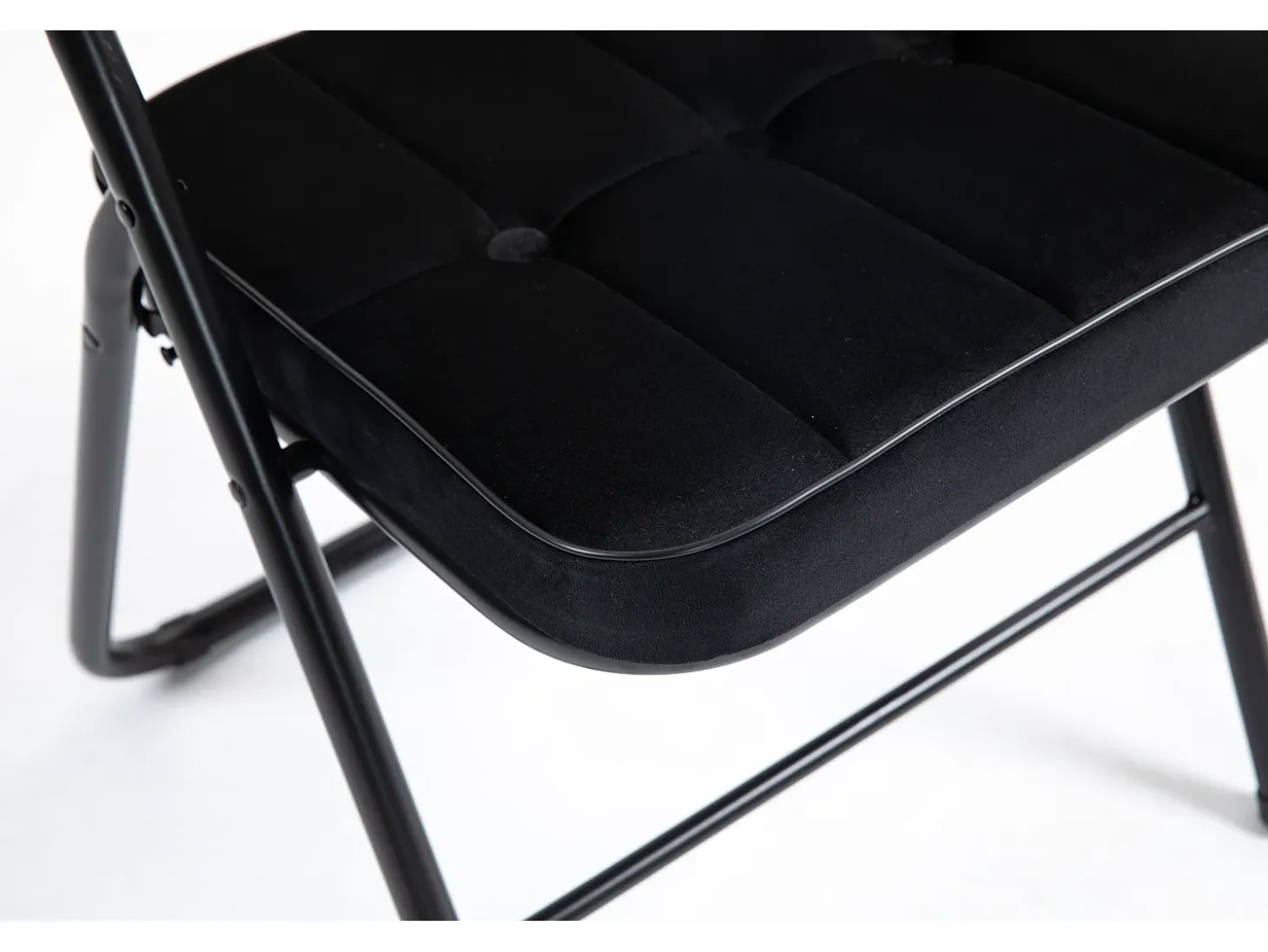 Sillas plegables de 2 piezas con cojín, sillas de comedor plegables, acero, negro (46x47x80 cm)