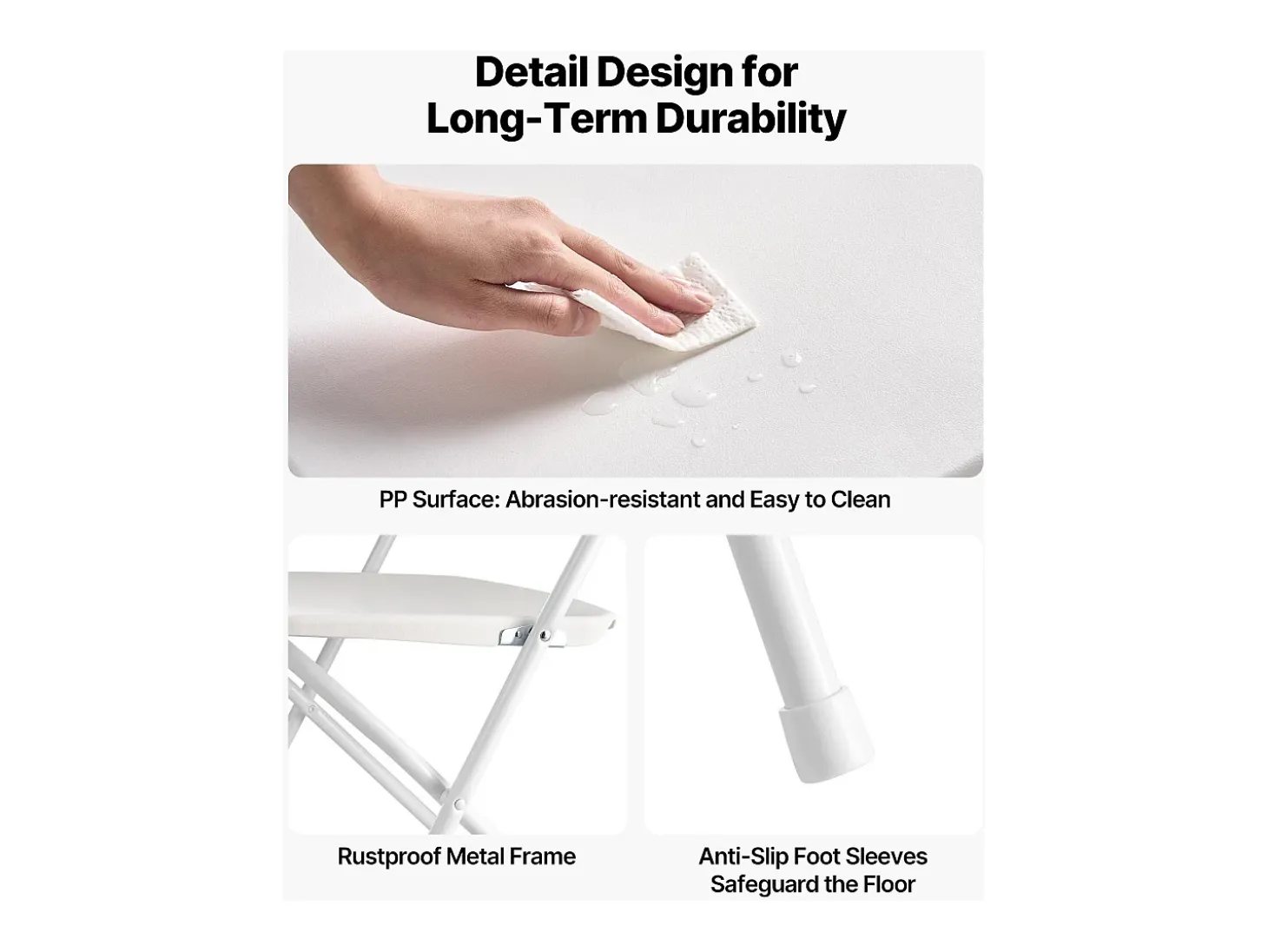 Sillas Plegables Portátiles SucceBuy, Lote de 6, Silla de Comedor de Plástico con Estructura de Metal, para Interior y Exterior, Hogar, Jardín, Blanco