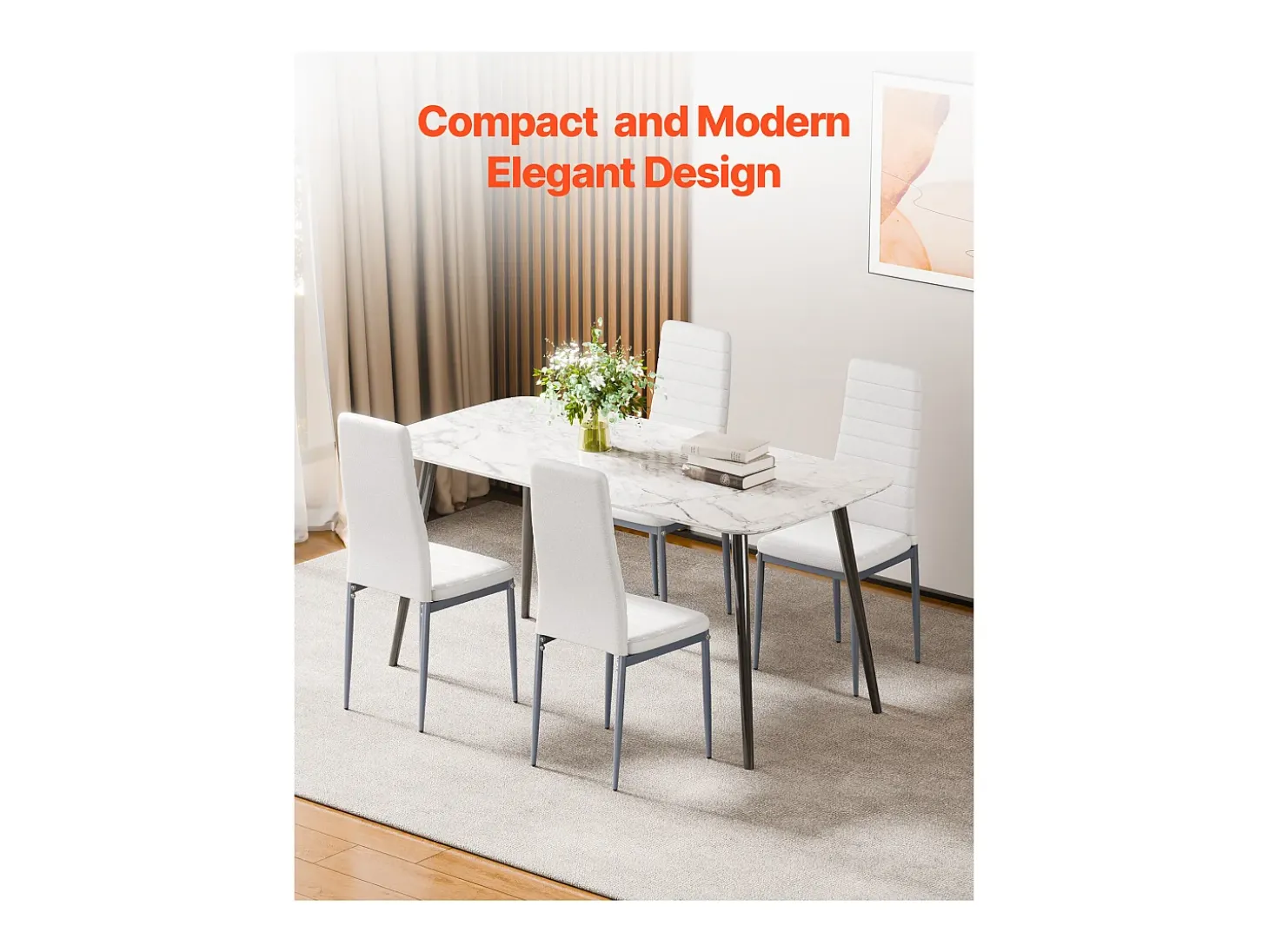 Sillas SucceBuy Comedor Modernas, Juego de Sillas de Cocina de Cuero 4 Piezas, con Respaldo, Cojines Gruesos y Patas de Metal, para Mesa de Comedor
