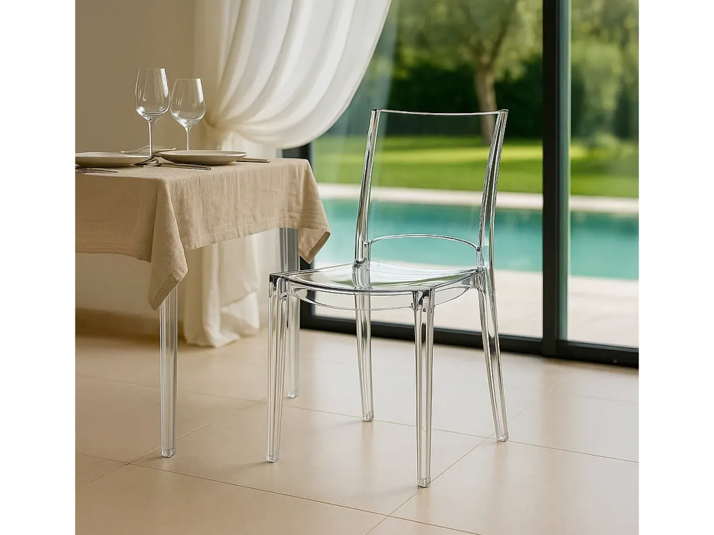 Sillas transparentes cocina bar restaurante apilable B-Side Grand Soleil - Transparente