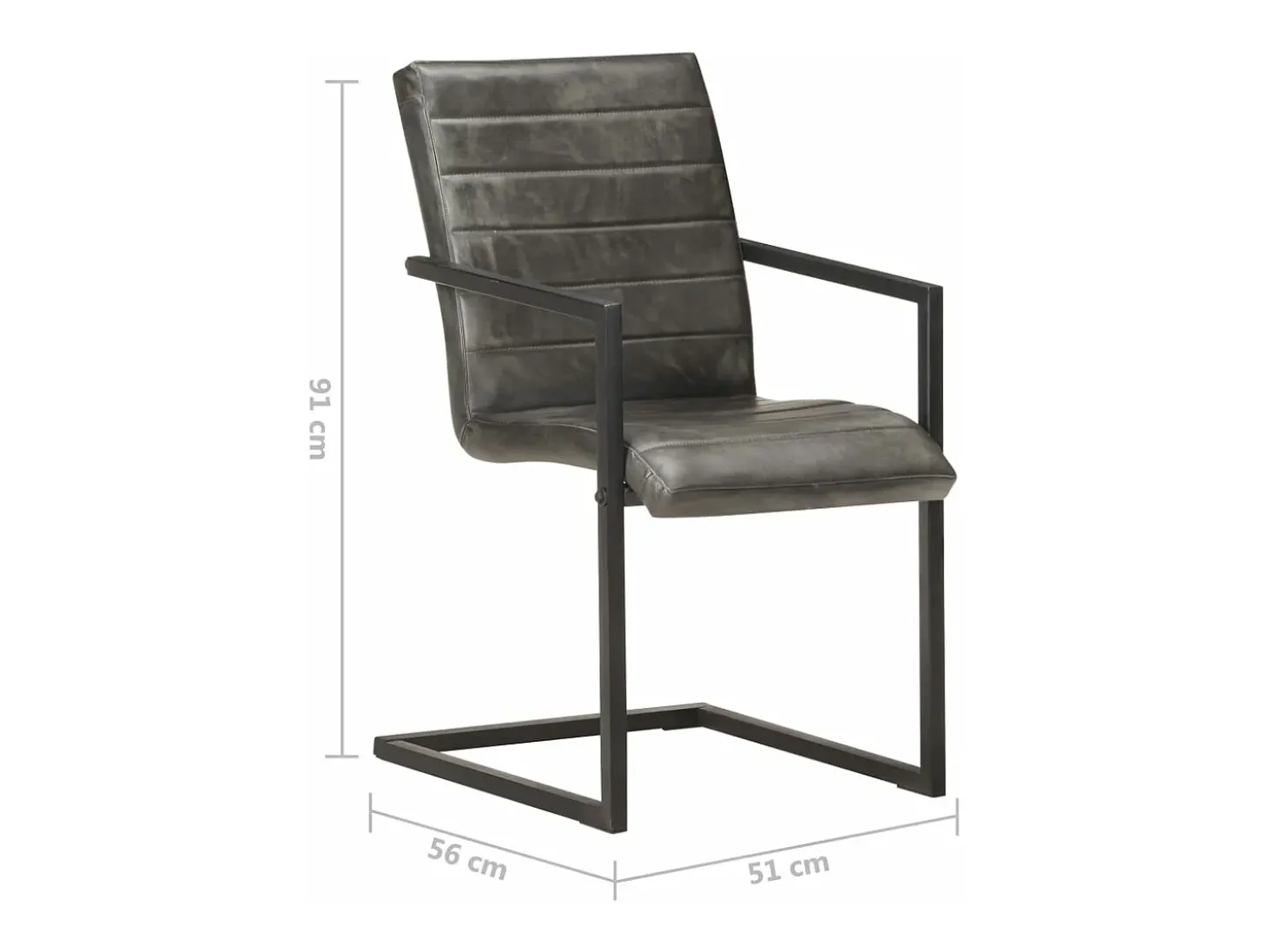 Sillas voladizas de comedor 4 unidades cuero auténtico gris