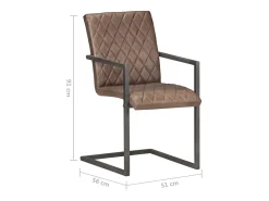 Sillas voladizas de comedor 4 unidades cuero auténtico marrón