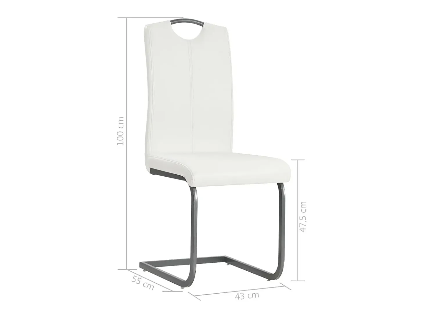 Sillas voladizas de comedor 4 unidades cuero sintético blanco