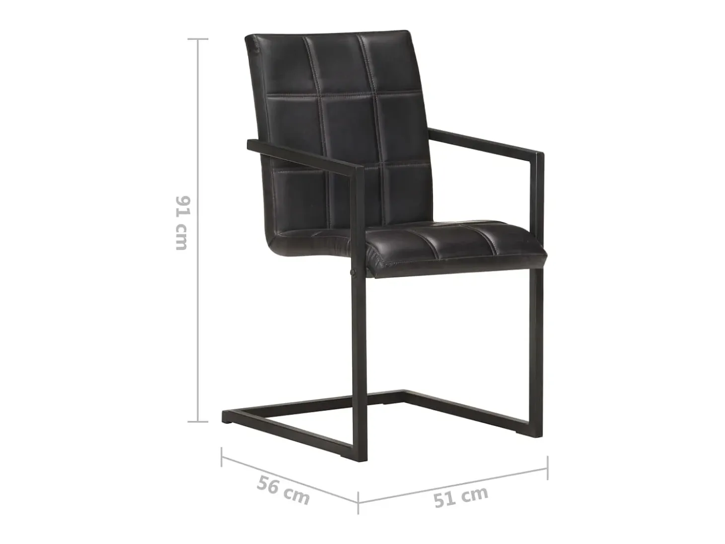 Sillas voladizas de comedor 4 unidades cuero auténtico negro