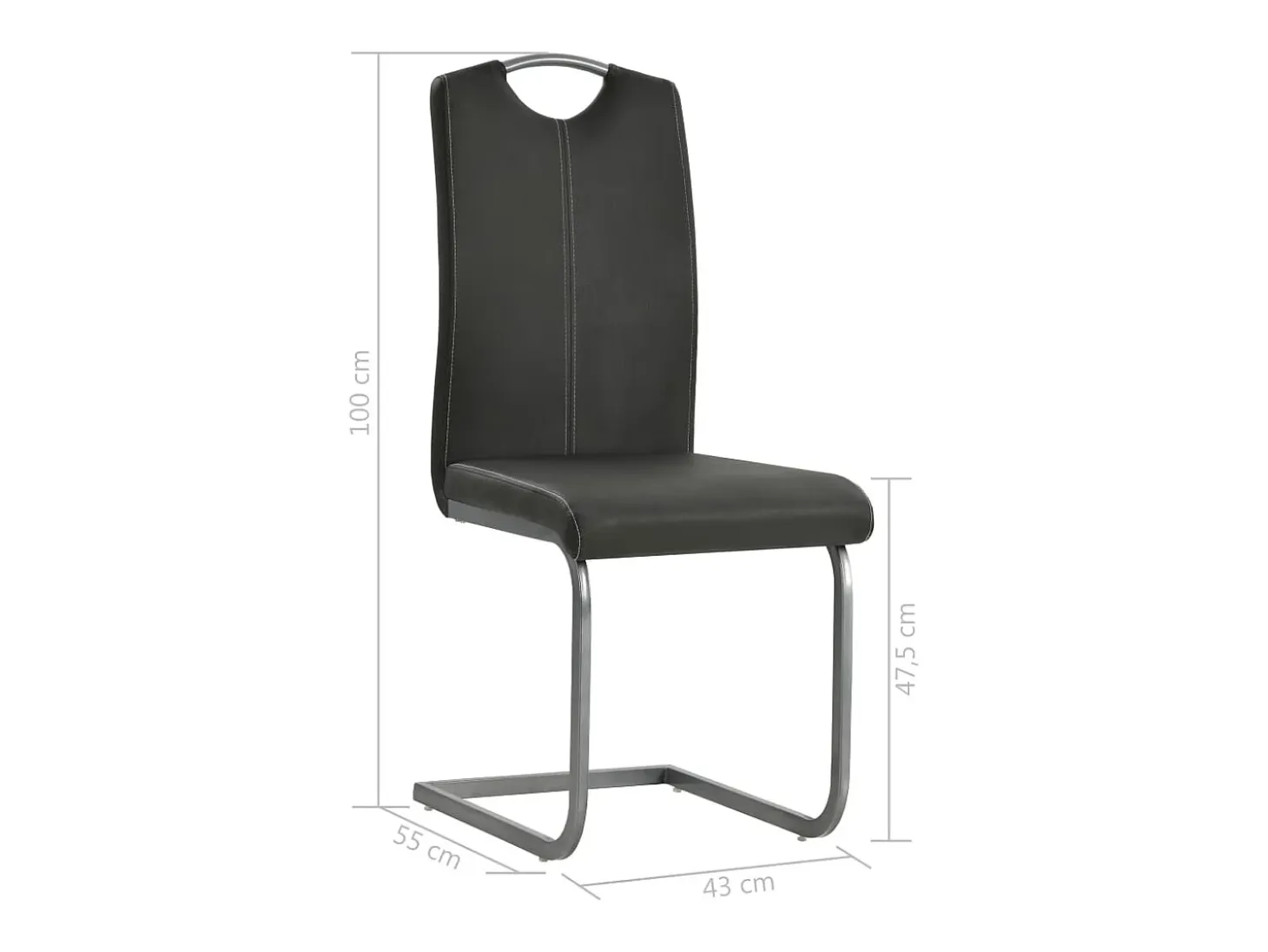 Sillas voladizas de comedor 2 unidades cuero sintético gris