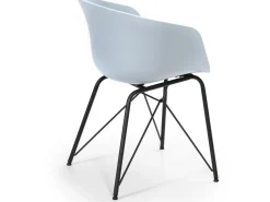 Sillón butaca Comedor Alba Color Azul, Patas de Metal, Asiento tapizado