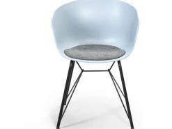 Sillón butaca Comedor Alba Color Azul, Patas de Metal, Asiento tapizado