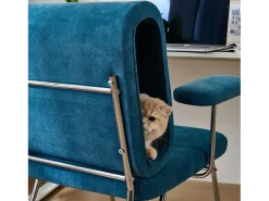 Sillón con agujero para gatos - sillón ancho - reposabrazos intercambiables - azul