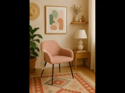 Sillón Confortable de Terciopelo Cotelé Miro - Rosa