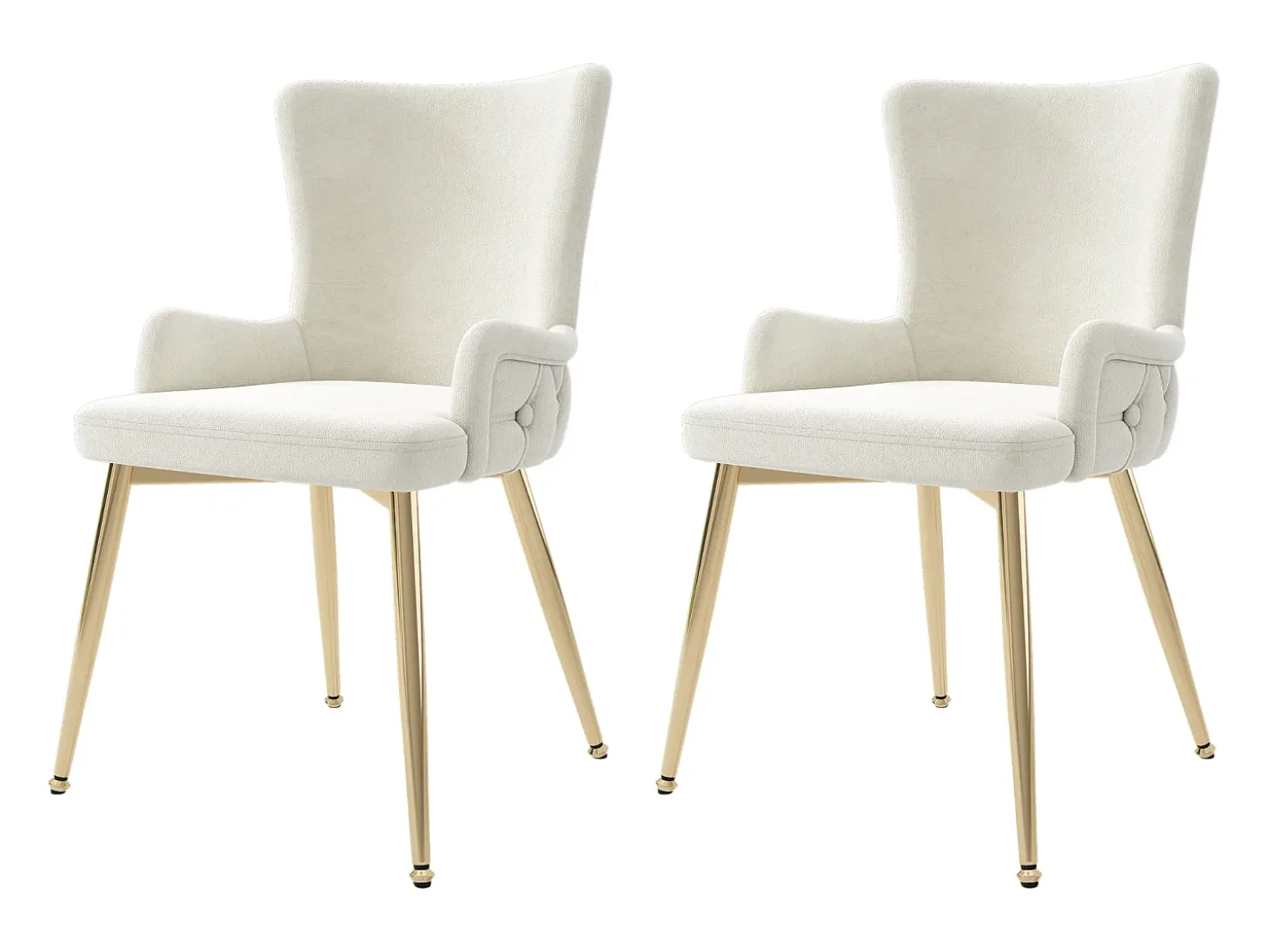 Sillón de comedor de 2 piezas en terciopelo con patas de metal dorado, beige (62,23x58,42x55,88 cm)