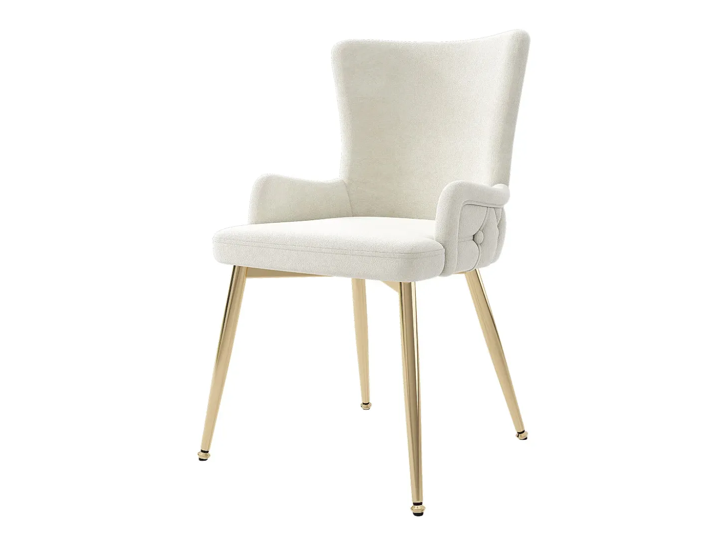Sillón de comedor de 2 piezas en terciopelo con patas de metal dorado, beige (62,23x58,42x55,88 cm)