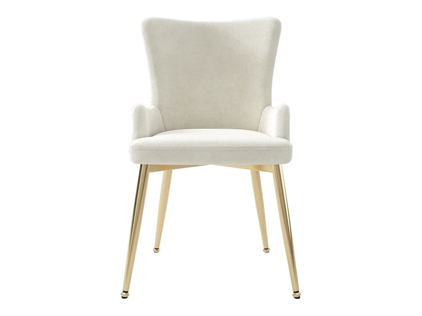 Sillón de comedor de 2 piezas en terciopelo con patas de metal dorado, beige (62,23x58,42x55,88 cm)