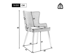 Sillón de comedor de 2 piezas en terciopelo con patas de metal dorado, beige (62,23x58,42x55,88 cm)