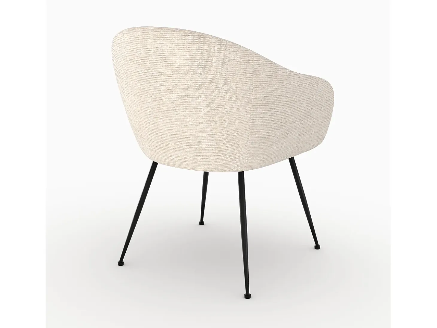 Sillón de comedor en tela blanco jaspeado y patas de metal negro - Socky