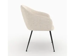 Sillón de comedor en tela blanco jaspeado y patas de metal negro - Socky