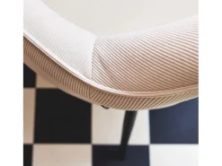 Sillón de pana con patas de metal negro mate, set de 2 blanco roto