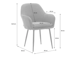 Sillón de pana con patas de metal negro mate, set de 2 blanco roto
