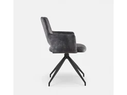 Sillón de tela efecto terciopelo con patas de metal Lysandra - Antracita