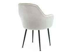 Sillón de terciopelo con patas de metal, set de 2 blanco roto