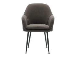Sillón de terciopelo de canalé y patas de metal negro, set de 4 gris