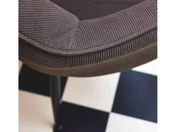 Sillón de terciopelo de canalé y patas de metal negro, set de 4 gris