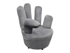 Sillón en forma de mano de terciopelo gris ES43726
