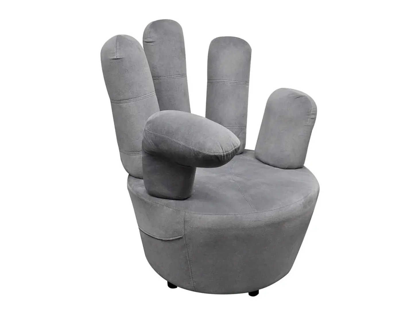 Sillón en forma de mano de terciopelo gris ES43726