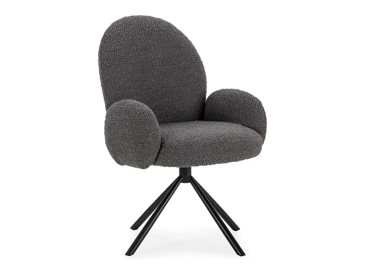 Sillón giratorio modelo Damas con brazos tapizado textil gris oscuro, 89cm(alto) 64cm(anc