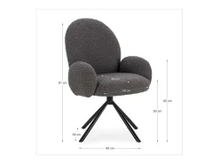 Sillón giratorio modelo Damas con brazos tapizado textil gris oscuro, 89cm(alto) 64cm(anc