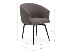 Sillón giratorio modelo Plumeti tapizado textil gris oscuro, 81cm(alto) 60cm(ancho) 61cm(