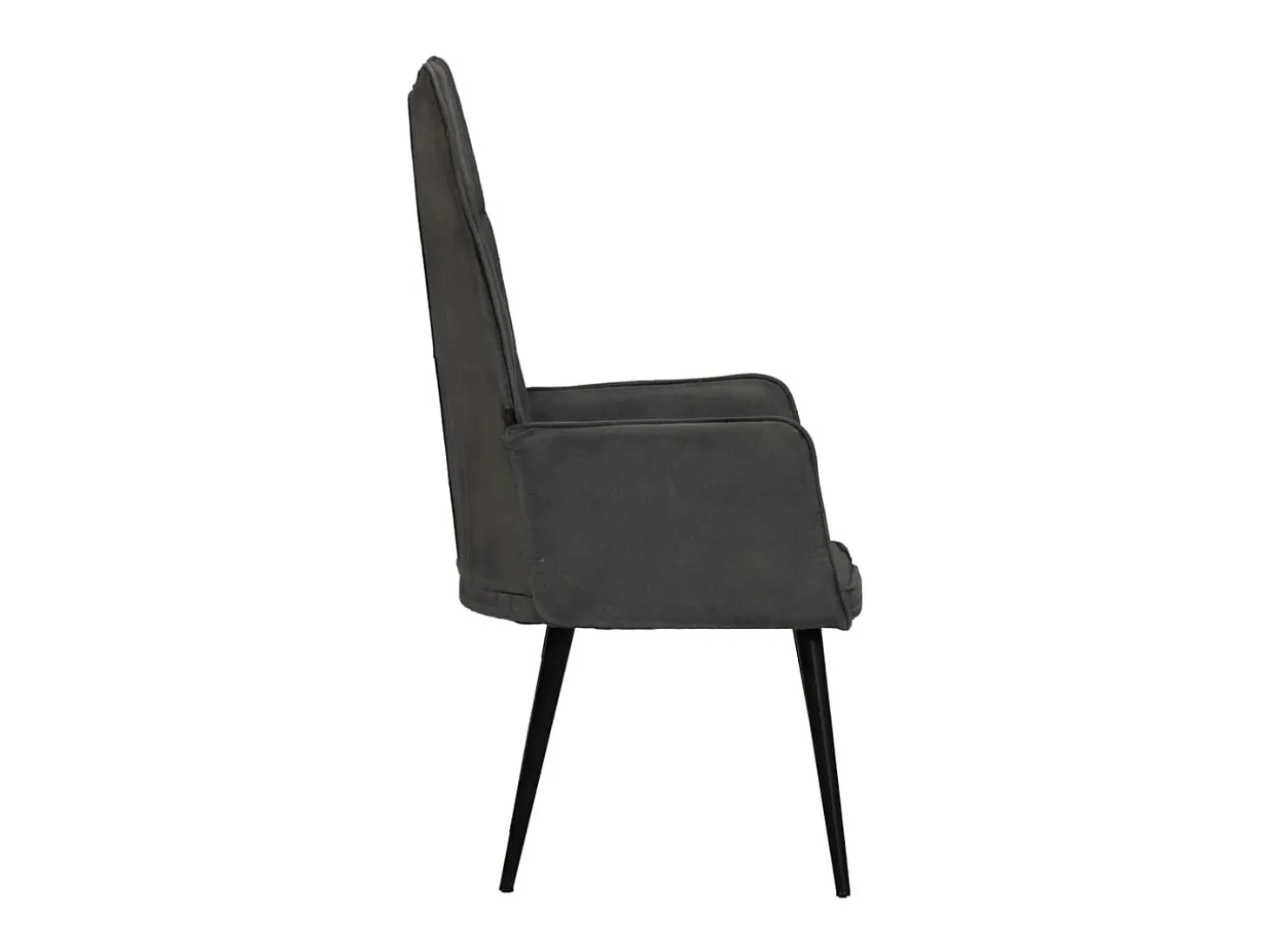 Sillón orejero de cuero auténtico negro canela ES24778