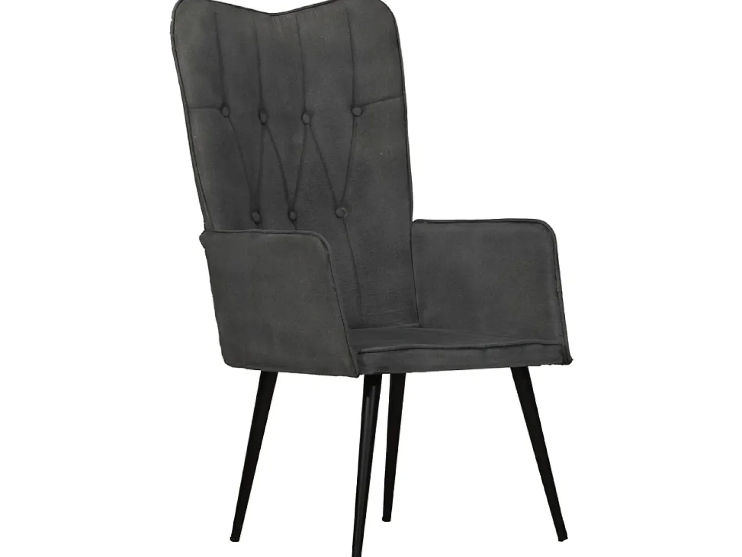 Sillón orejero de cuero auténtico negro canela ES24778