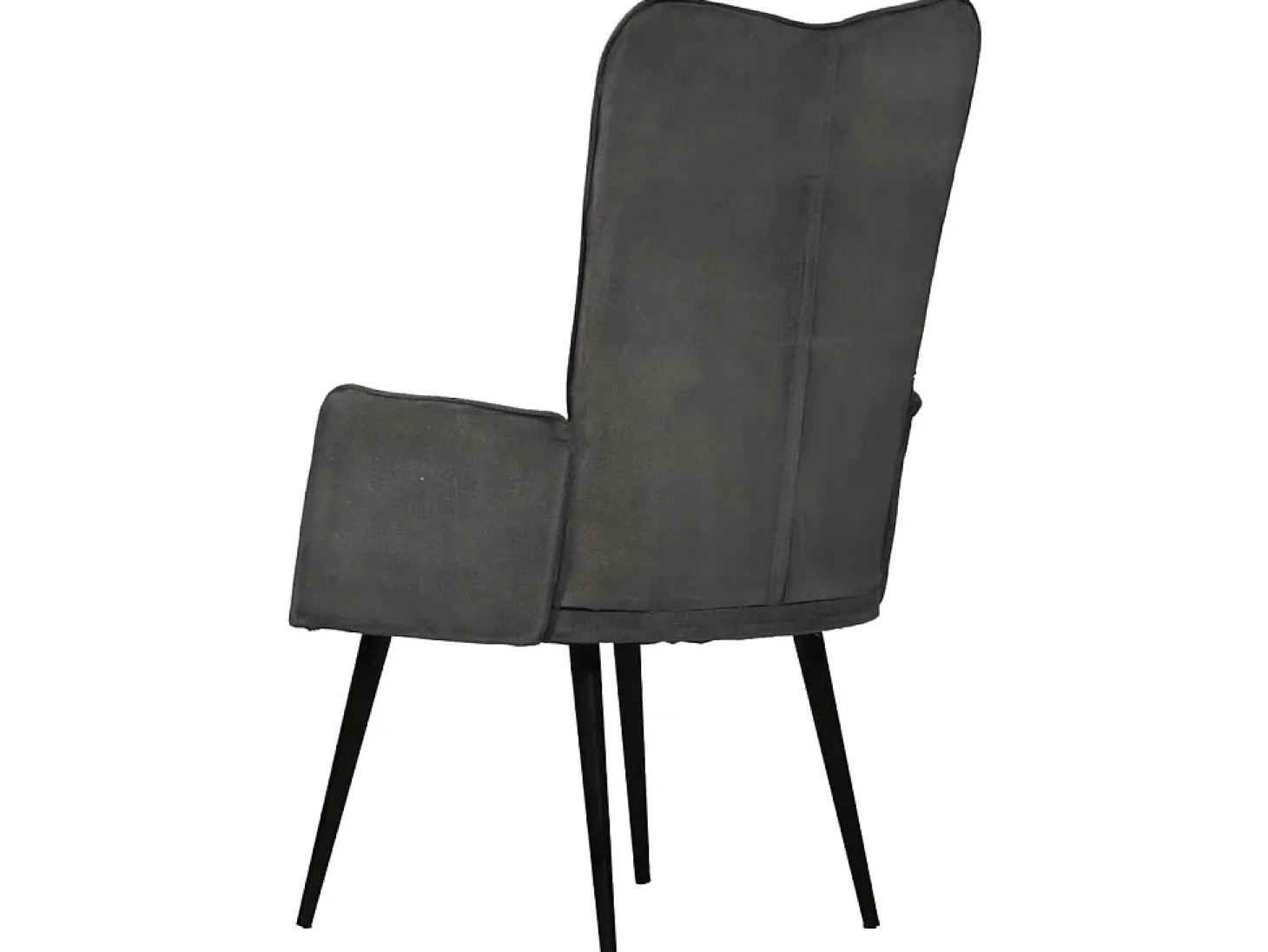 Sillón orejero de cuero auténtico negro canela ES24778