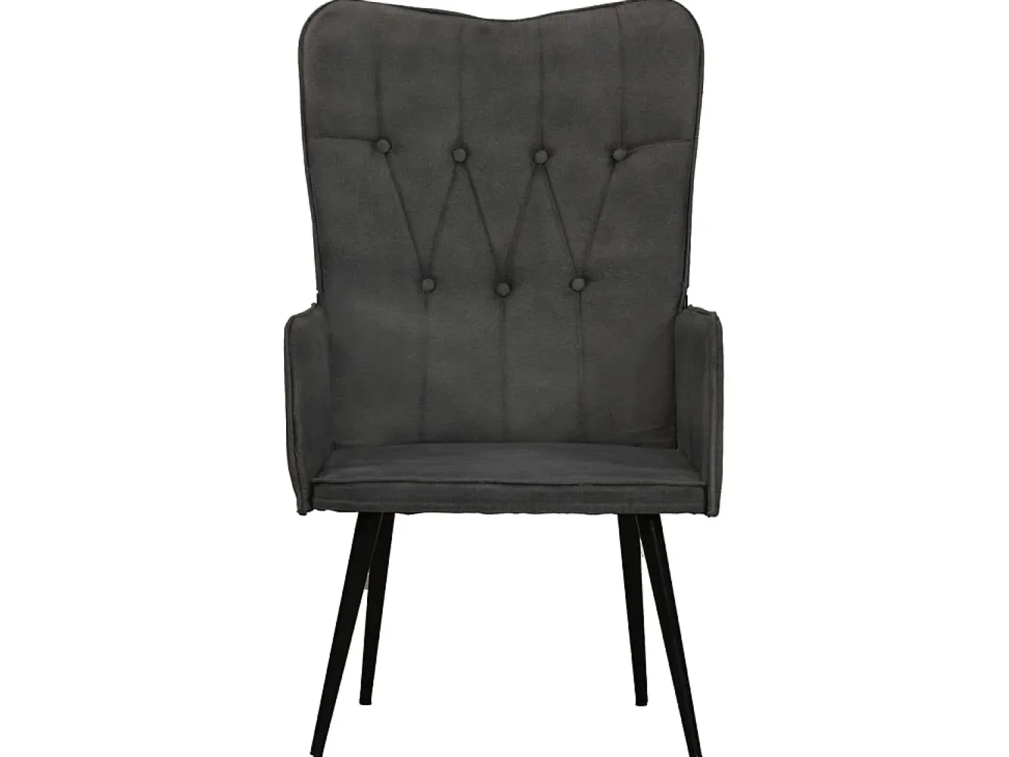 Sillón orejero de cuero auténtico negro canela ES24778