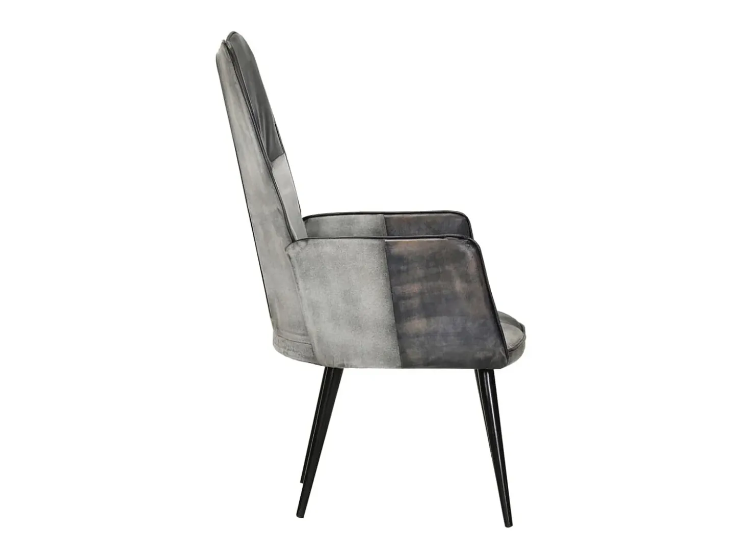 Sillón orejero de cuero auténtico gris canela ES28887