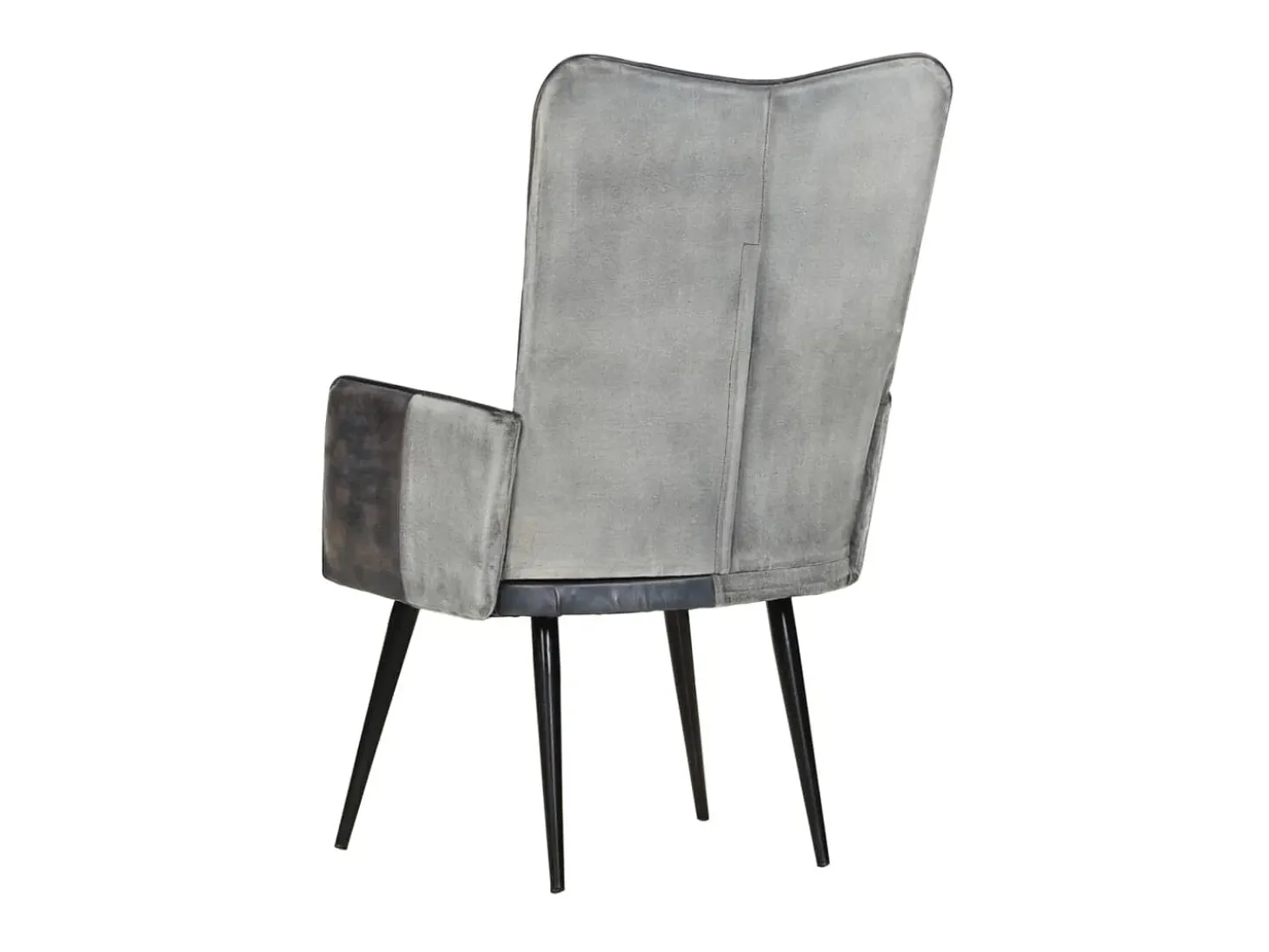 Sillón orejero de cuero auténtico gris canela ES28887