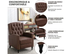 Sillón Reclinable Ergonómico – Confort Supremo para Sala y Relajación en Marrón